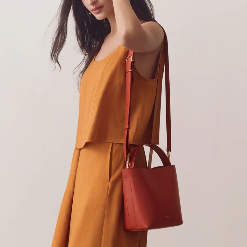 NWT CUYANA Mini Linea Bucket Bag in Rioja Smooth Leather